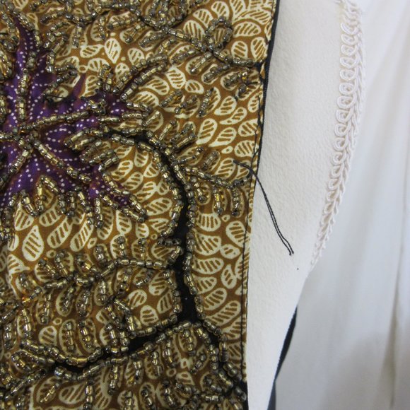 Paul Ropp Vintage Beaded Vest Gold and Black Bird Motif Size Medium Boho - Picture 11 of 11